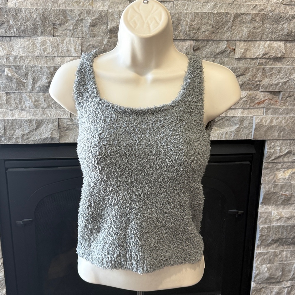 SKIMS Fuzzy Grayish Green Girls Tank Top